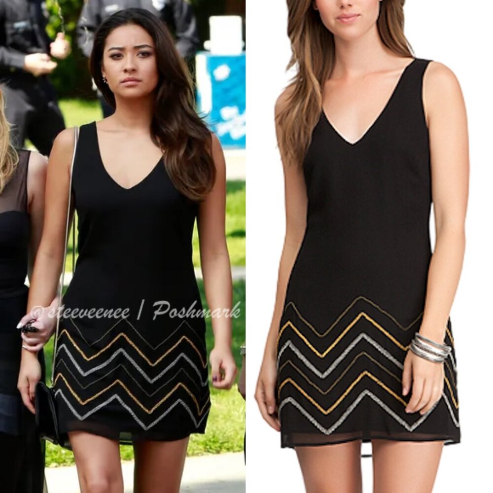 Bebe Cutout Back Beaded Dress ASO Emily Fields